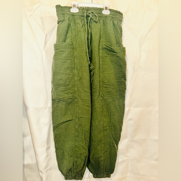 100% cotton tie front Olive Green Matching set | Sz Small - Picture 3 of 5